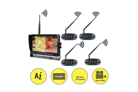 Vehicle wireless monitor and camera with AI pedestrian detection
